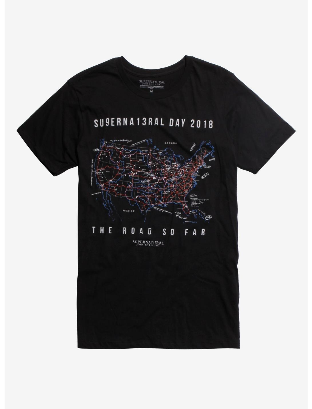 Supernatural Su9erna13ral Day 2018 The Road So Far T-Shirt Hot Topic Exclusive, BLACK, hi-res