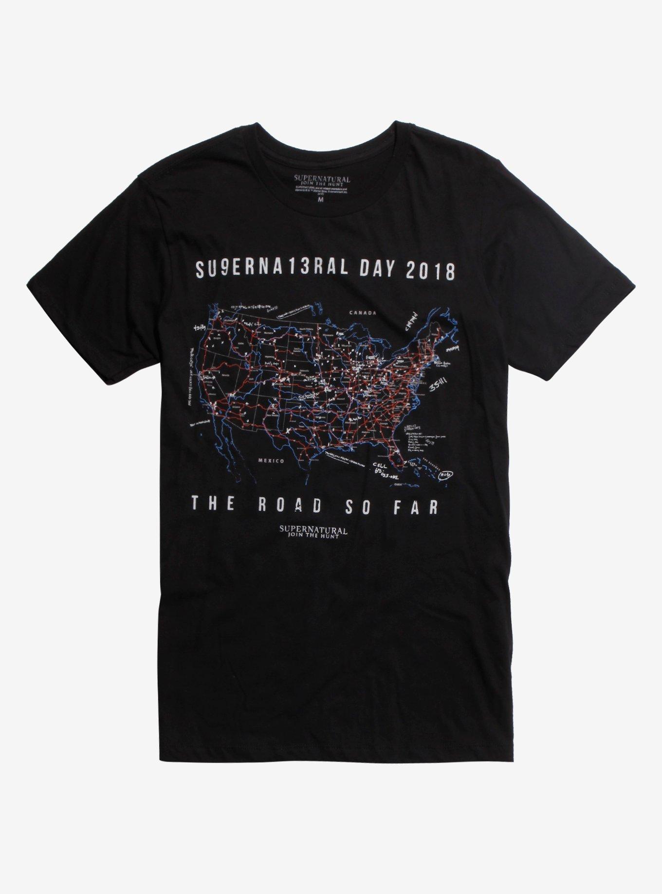 Supernatural Su9erna13ral Day 2018 The Road So Far T-Shirt Hot Topic Exclusive, BLACK, hi-res