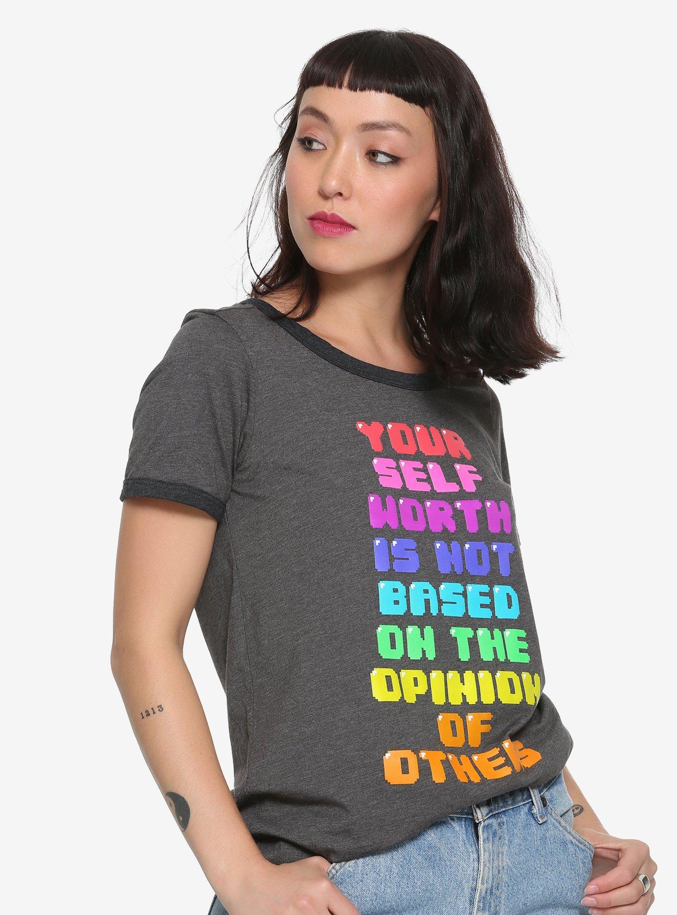 Jessie Paege Rainbow Self Worth Girls T-Shirt Hot Topic Exclusive, BLACK, hi-res