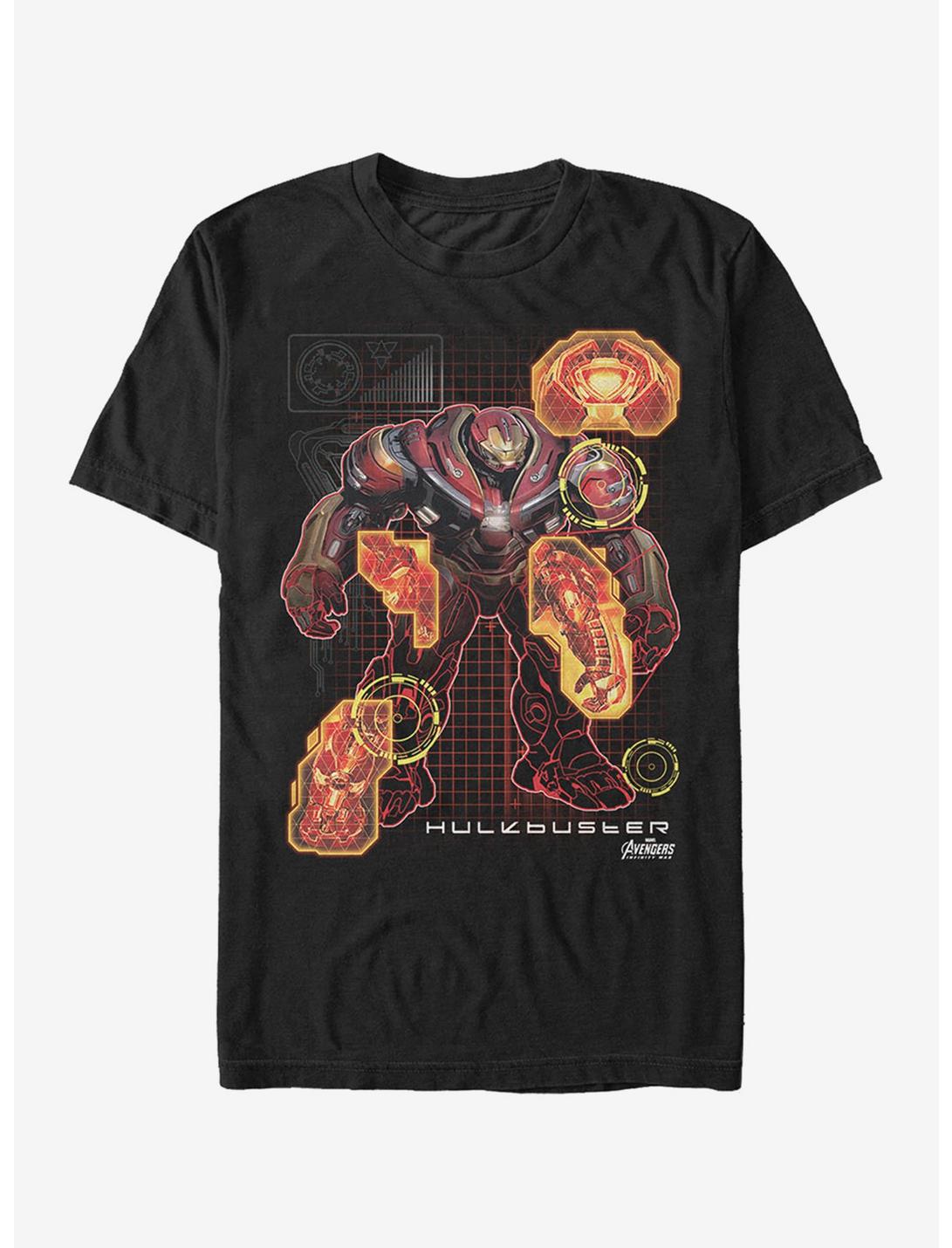 Marvel Avengers: Infinity War Hulkbuster Schematic T-Shirt, BLACK, hi-res