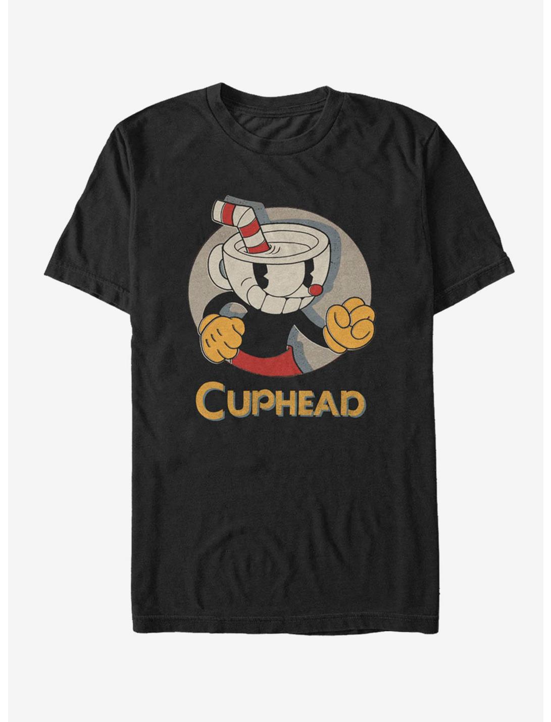 Cuphead Logo Portrait Circle T-Shirt, BLACK, hi-res