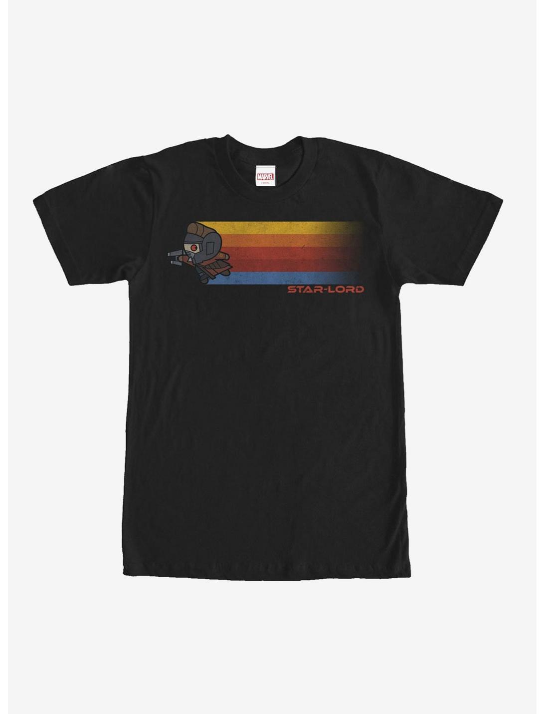 Marvel Guardians of Galaxy Star-Lord Kawaii Rainbow T-Shirt, BLACK, hi-res