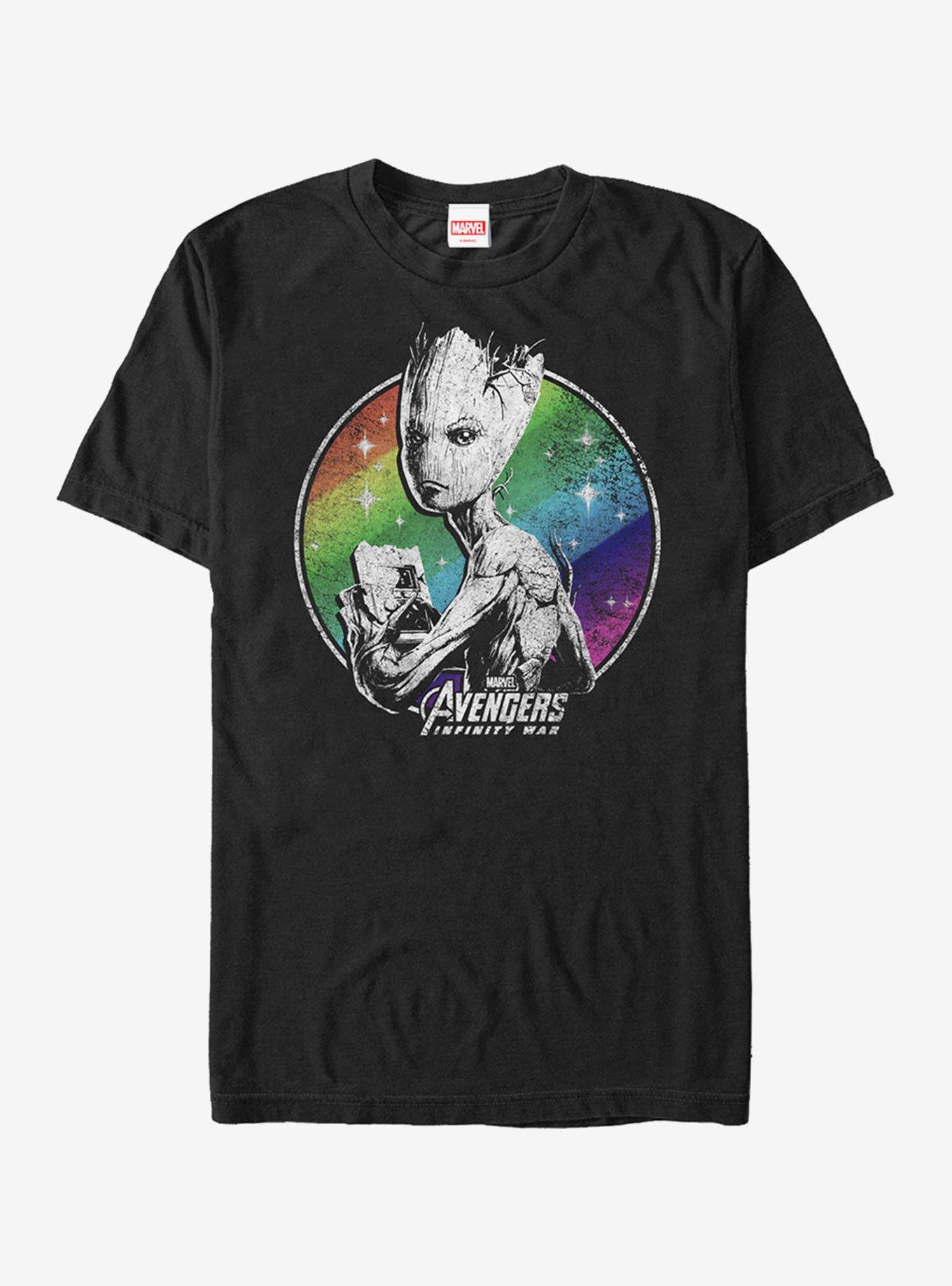 Marvel Avengers: Infinity War Groot Rainbow T-Shirt, BLACK, hi-res