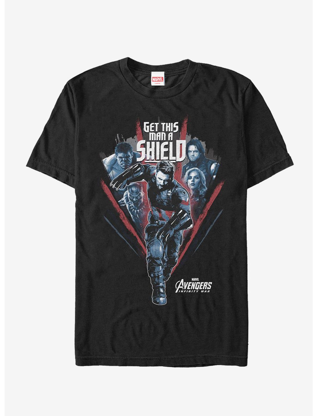 Plus Size Marvel Avengers: Infinity War Get Captain Shield Run T-Shirt, BLACK, hi-res