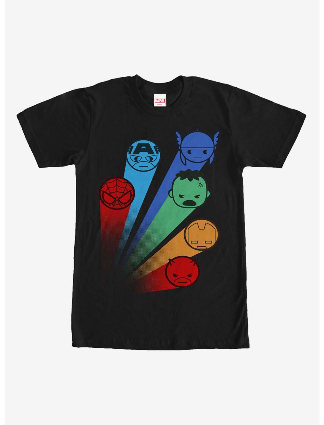 Marvel Avengers Kawaii Rainbow T-Shirt, BLACK, hi-res