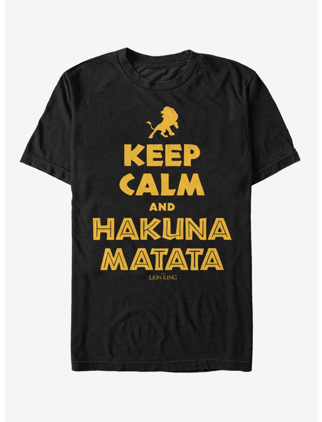 rojo Logro en caso Disney The Lion King Keep Calm and Hakuna Matata T-Shirt - BLACK | BoxLunch