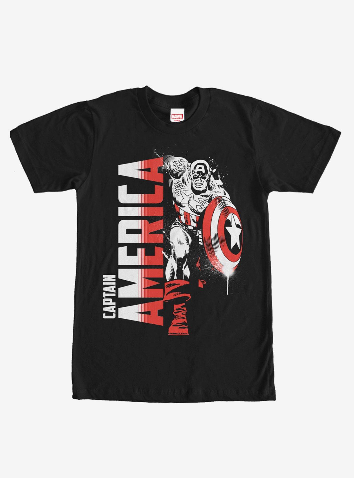 Marvel Captain America Paint Splatter T-Shirt, BLACK, hi-res