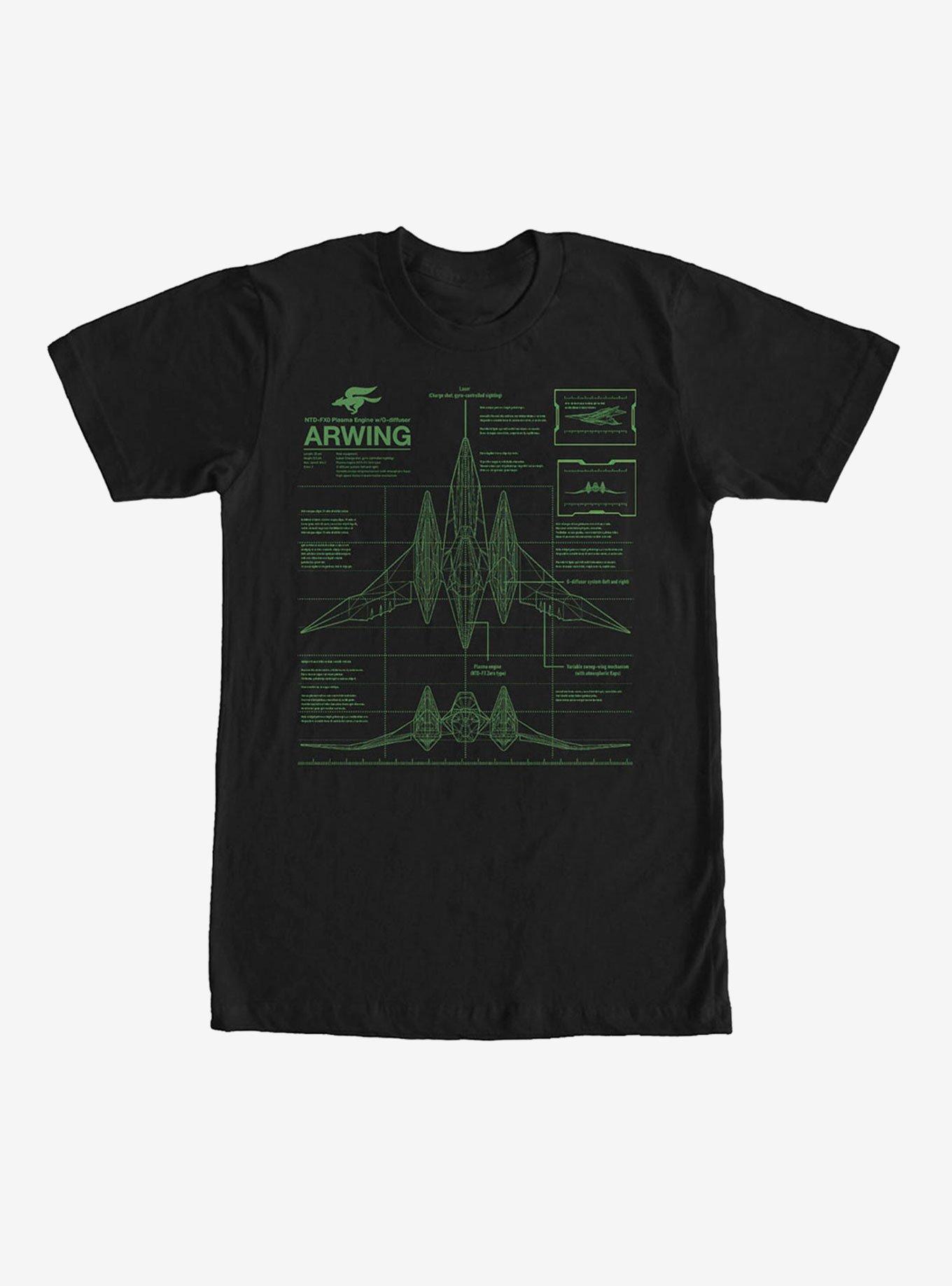 Nintendo Star Fox Arwing Schematics T-Shirt, , hi-res