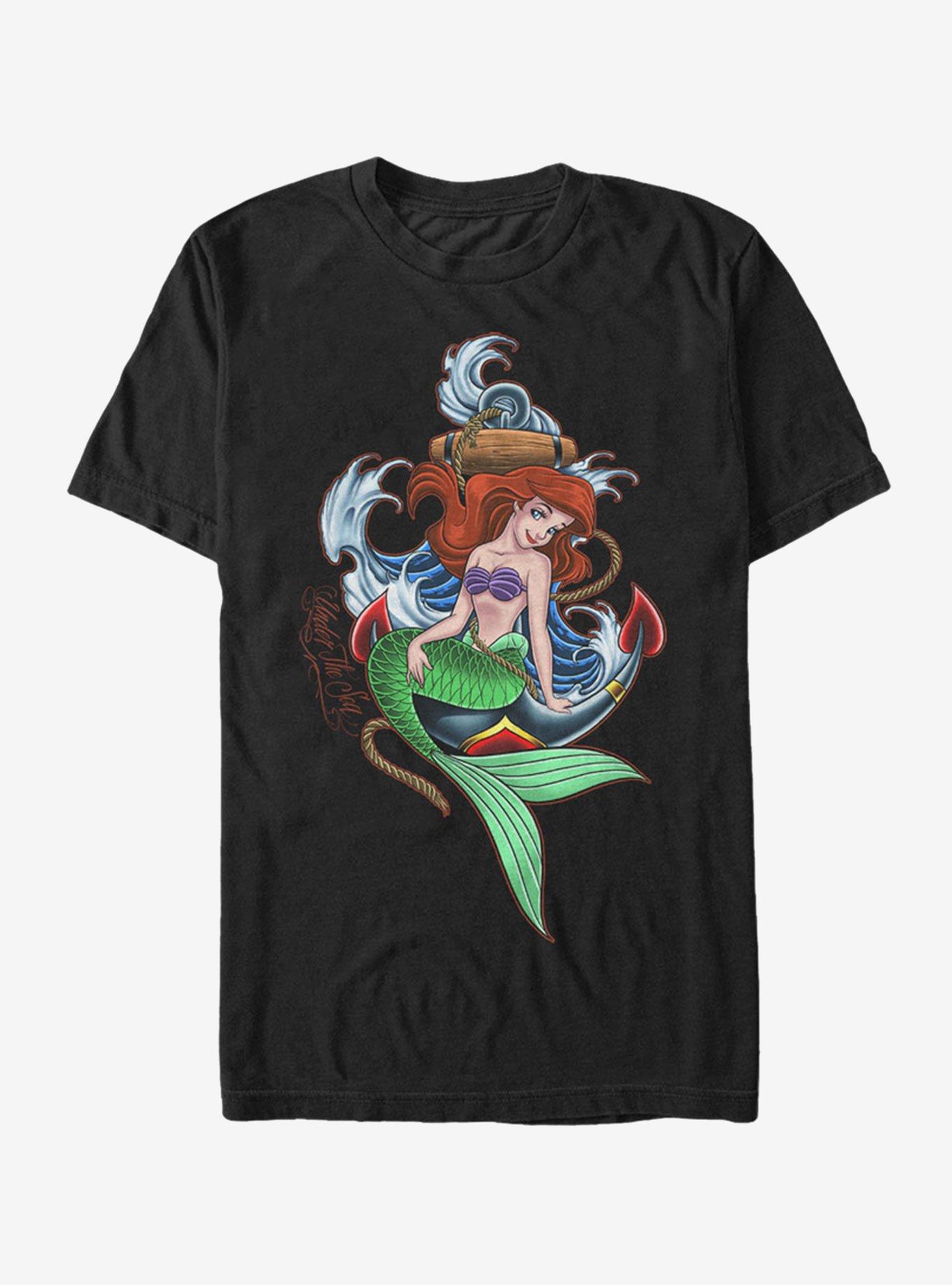 Disney Little Mermaid Ariel Anchor T-Shirt, BLACK, hi-res