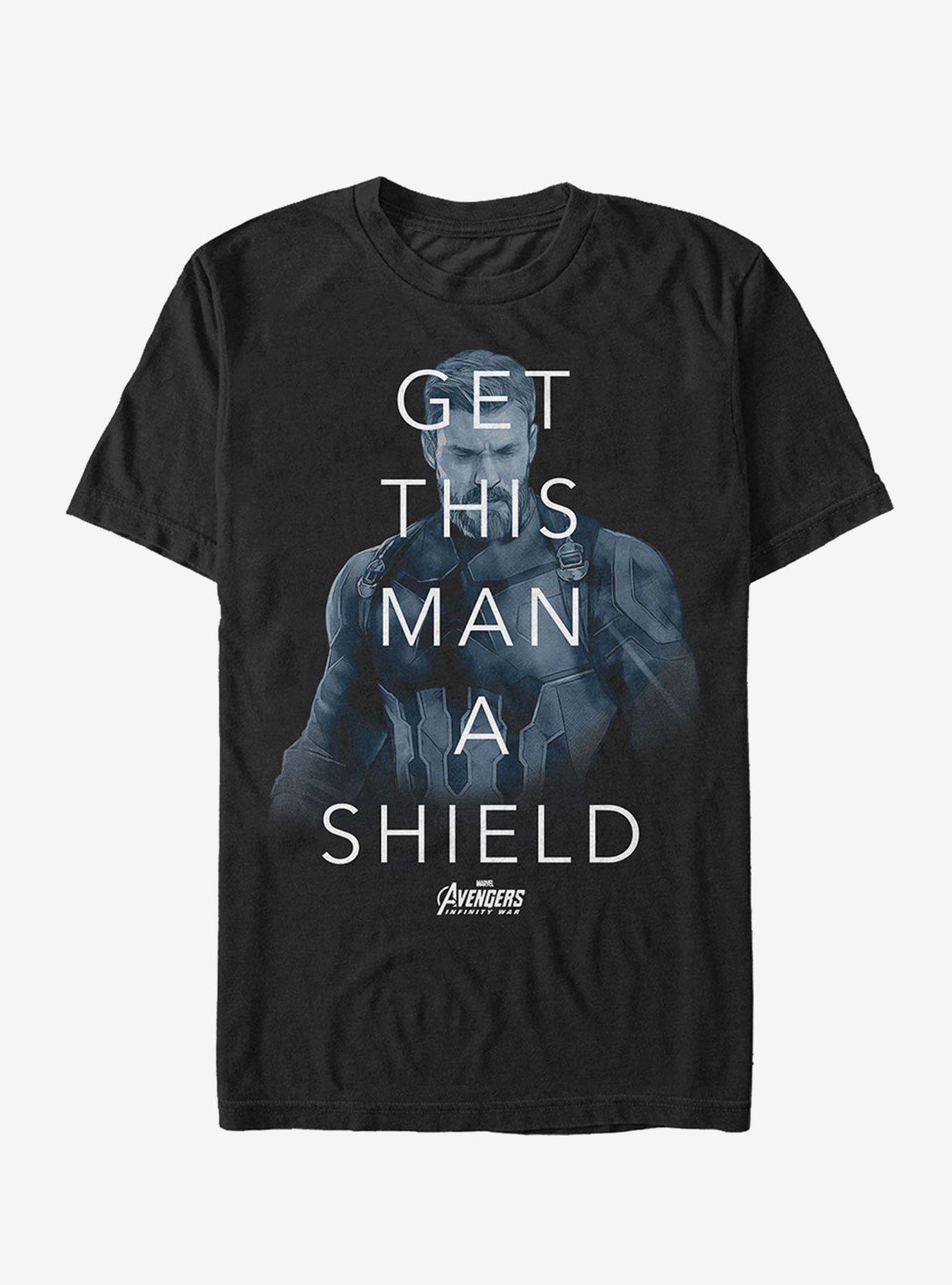 Marvel Avengers: Infinity War Get Man Shield Quote T-Shirt, BLACK, hi-res