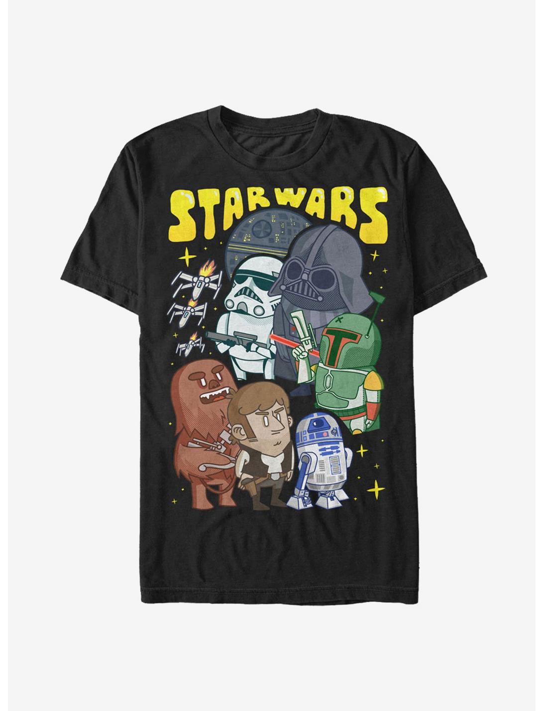 Star Wars Cartoon Character Group T-Shirt, BLACK, hi-res