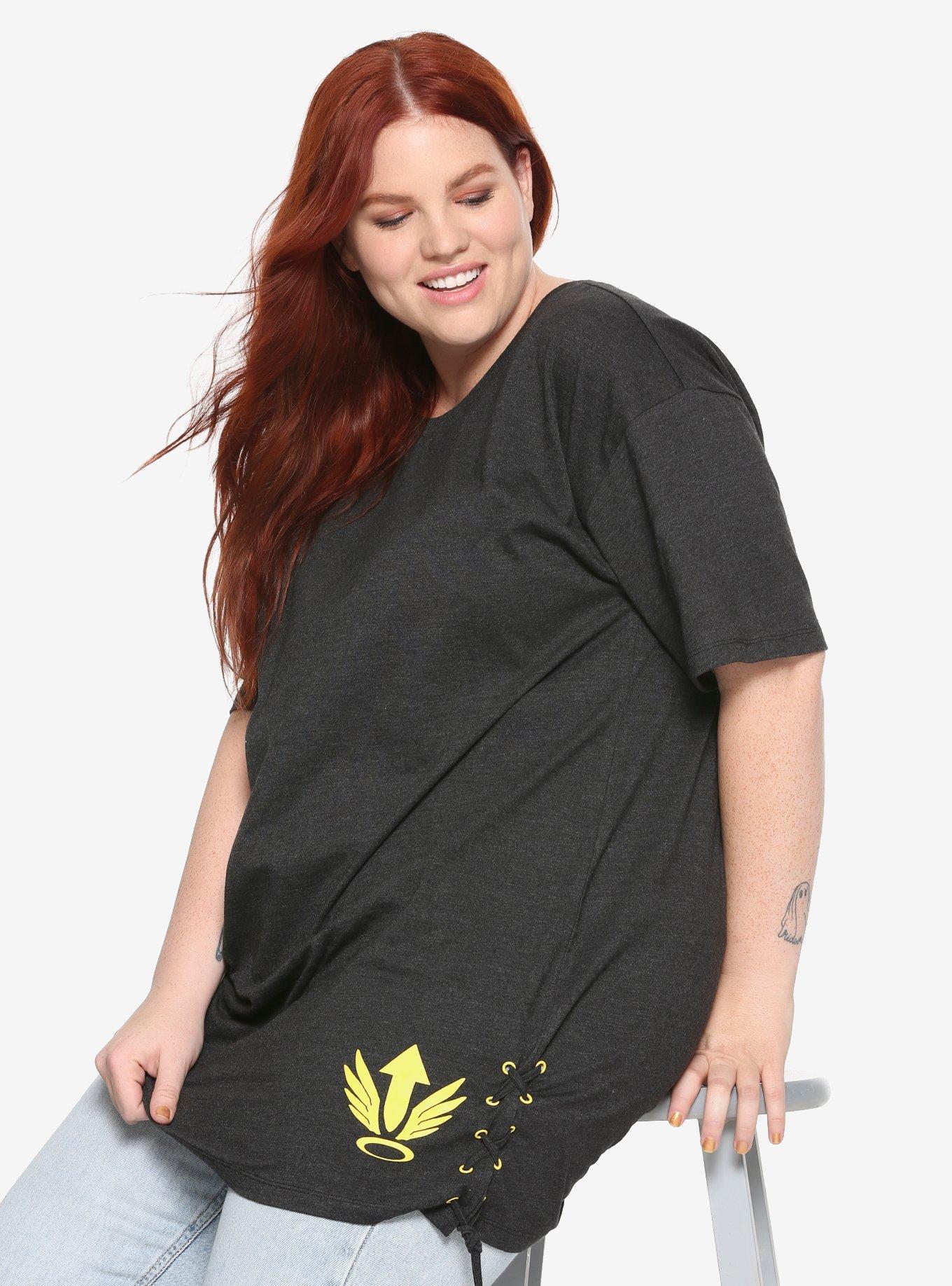 Overwatch Mercy Side Lace-Up T-Shirt Plus Size, MULTI, hi-res