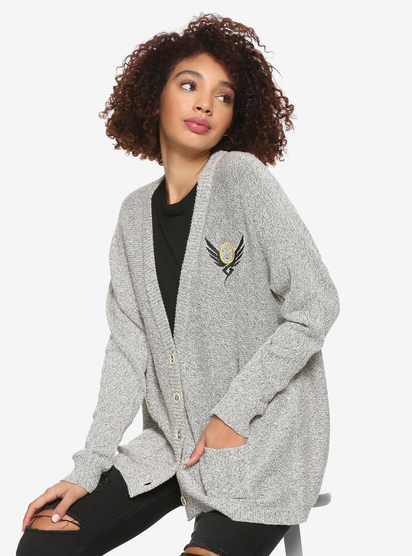 Overwatch Mercy Embroidered Cocoon Sweater, GREY, hi-res