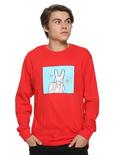 Bad Bunny Pop Cartoon Long-Sleeve T-Shirt, RED, hi-res