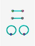 14G Anodized Green & Purple Steel Nipple Barbell 4 Pack, , hi-res