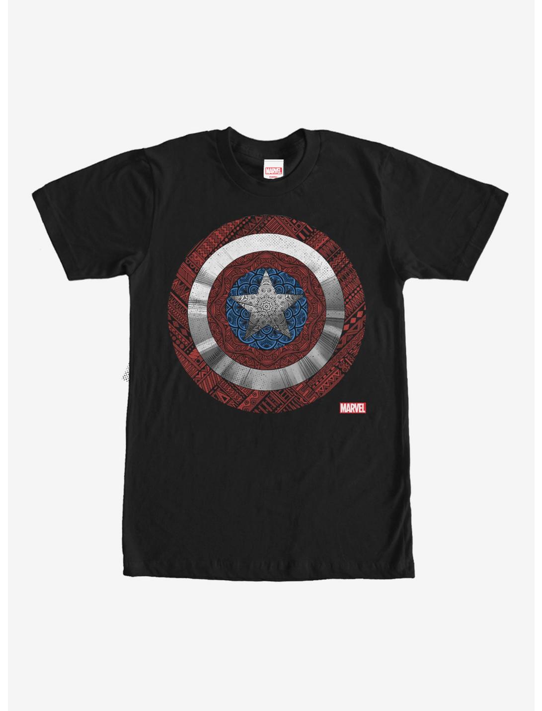 Marvel Ornate Captain America Shield T-Shirt, BLACK, hi-res