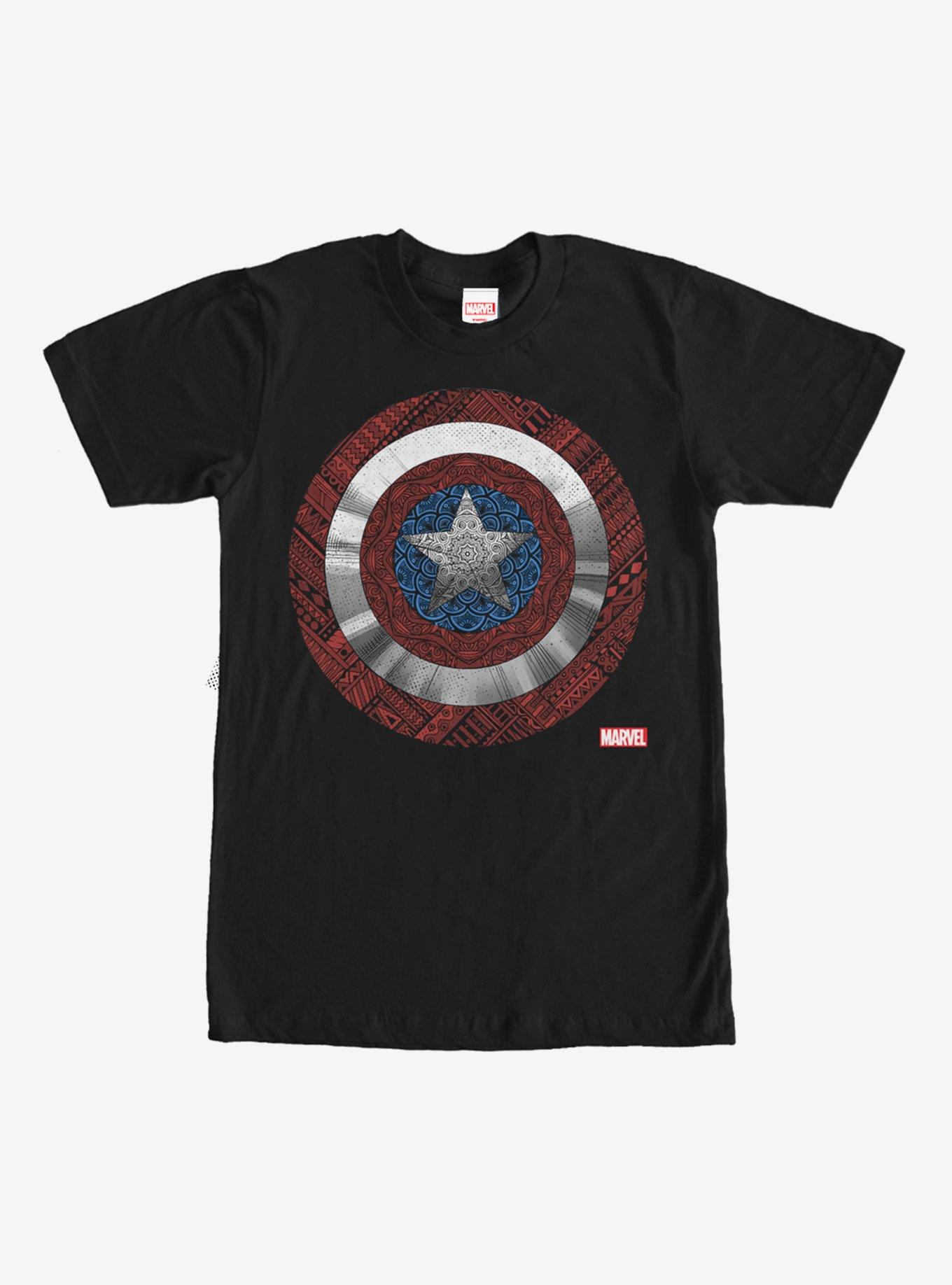 Marvel Ornate Captain America Shield T-Shirt, BLACK, hi-res