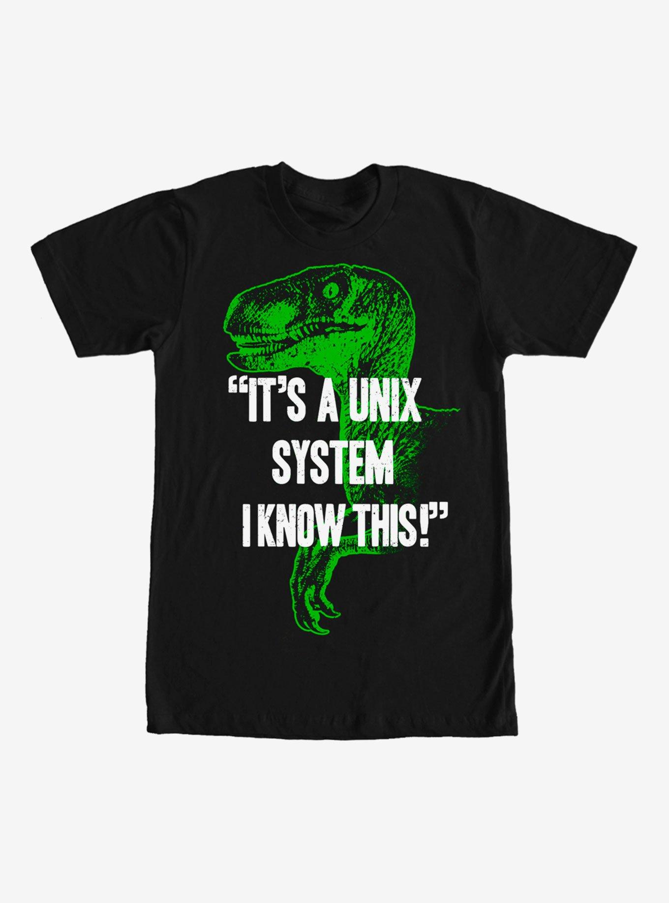 Jurassic Park Unix System Velociraptor T-Shirt, BLACK, hi-res