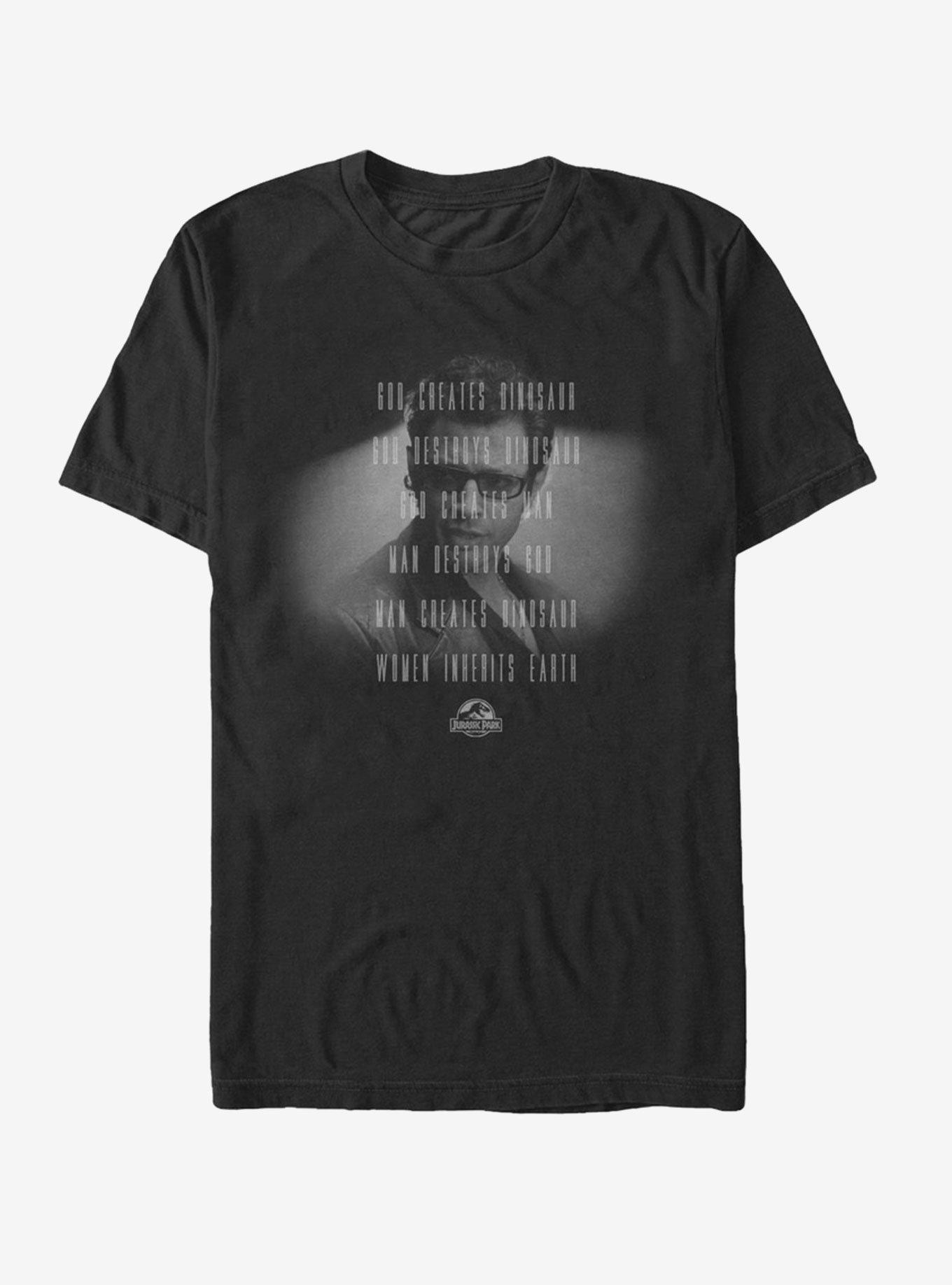 Jurassic Park Dr. Malcolm Man Creates Dinosaur T-Shirt, BLACK, hi-res