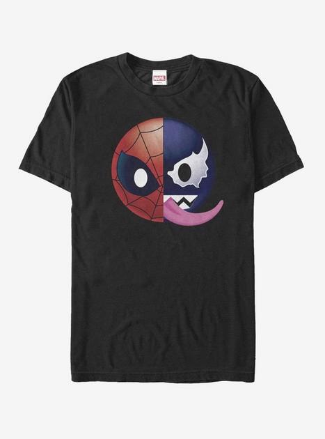 Marvel Venom Spider-Man Split Emoji T-Shirt - BLACK | BoxLunch
