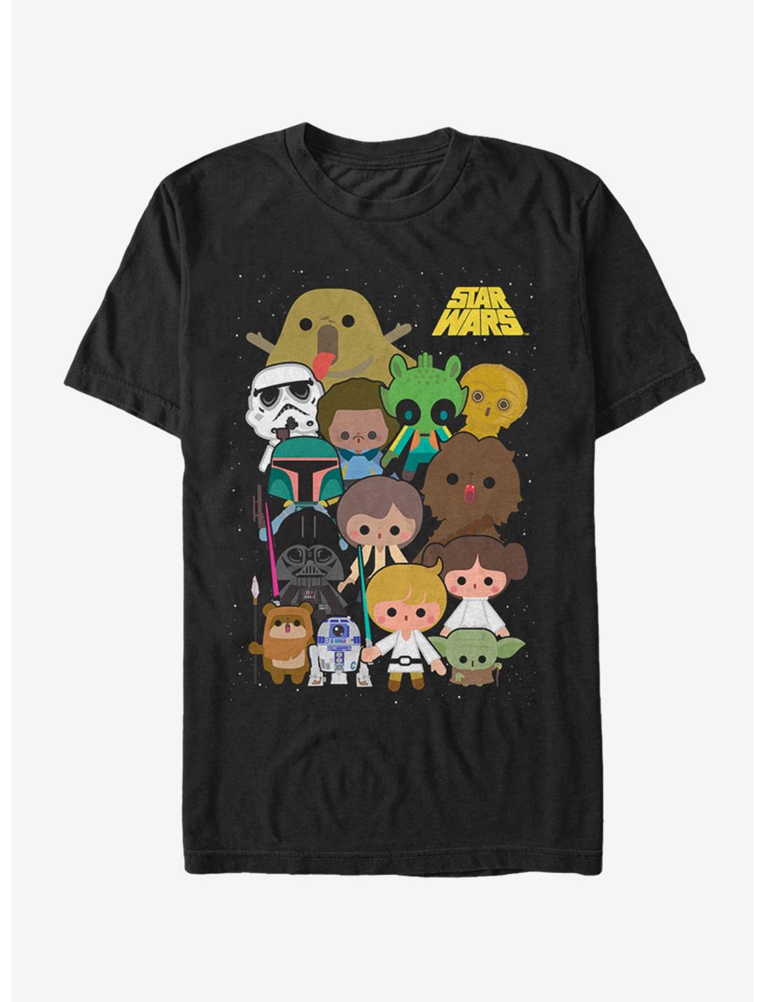 Star Wars Cute Cartoon Character Group T-Shirt, BLACK, hi-res
