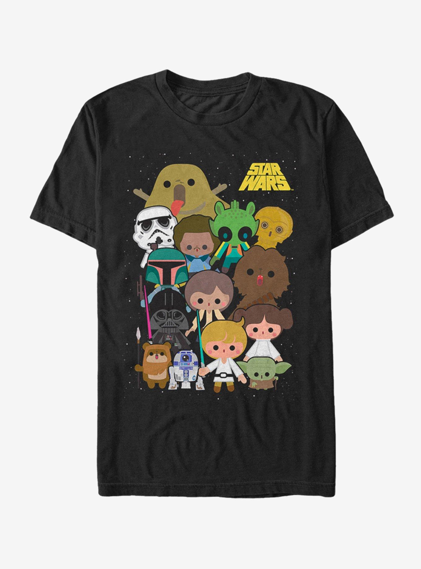 Star Wars Cute Cartoon Character Group T-Shirt, BLACK, hi-res