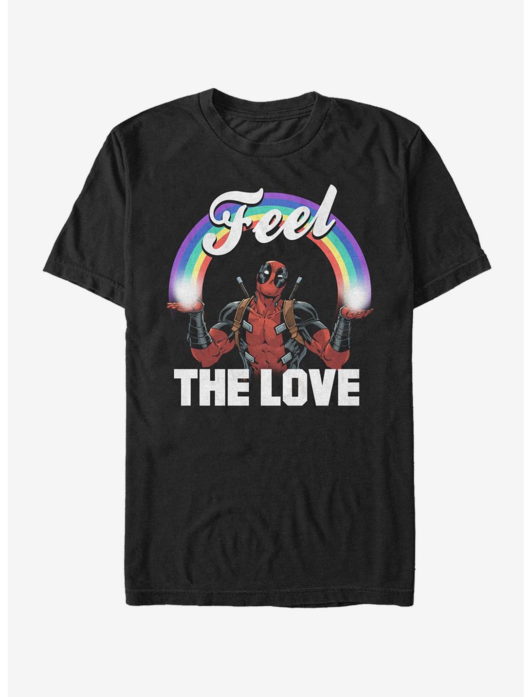 Marvel Deadpool Feel the Love Rainbow T-Shirt, BLACK, hi-res