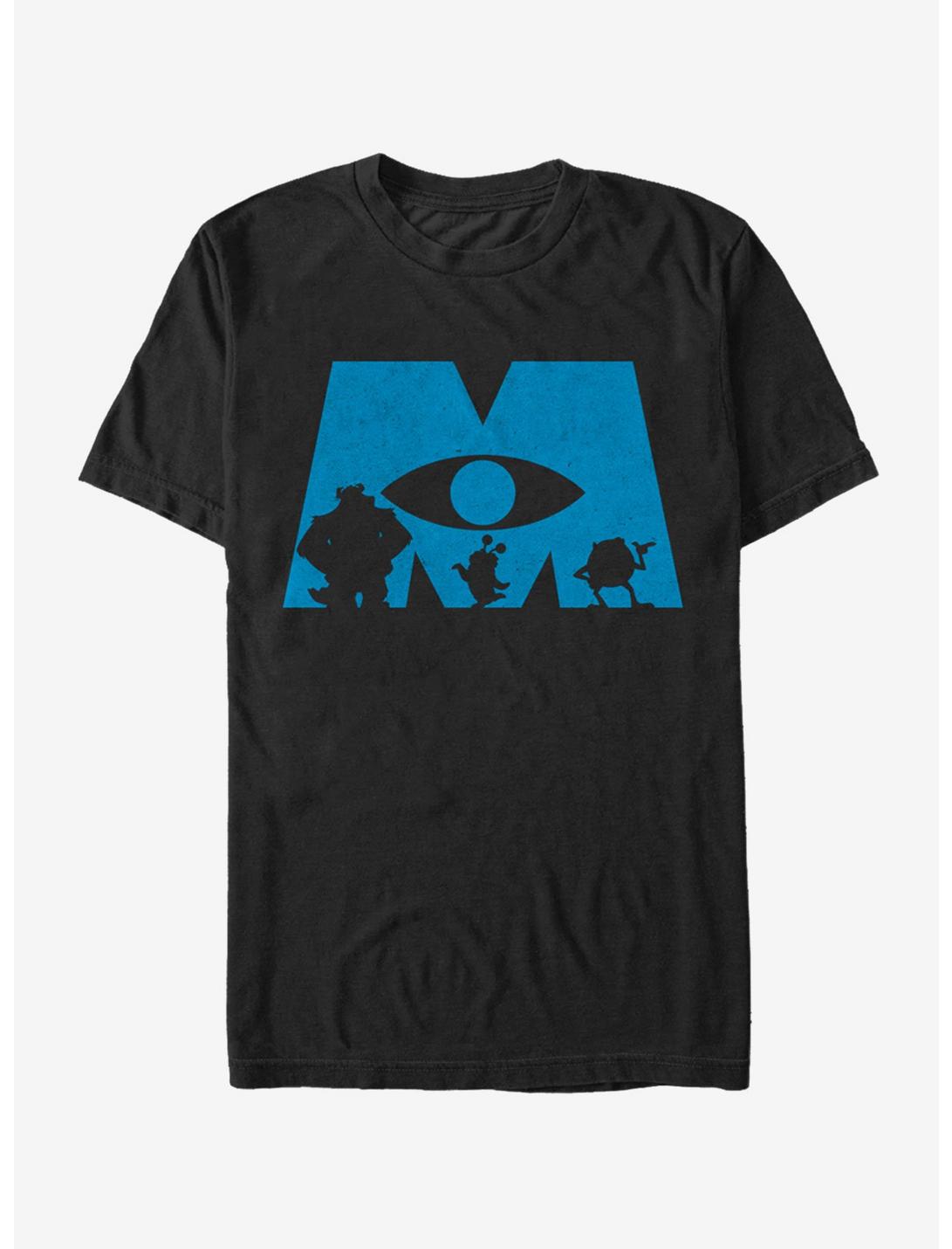 Plus Size Disney Pixar Monsters, Inc. Logo Silhouette T-Shirt, BLACK, hi-res
