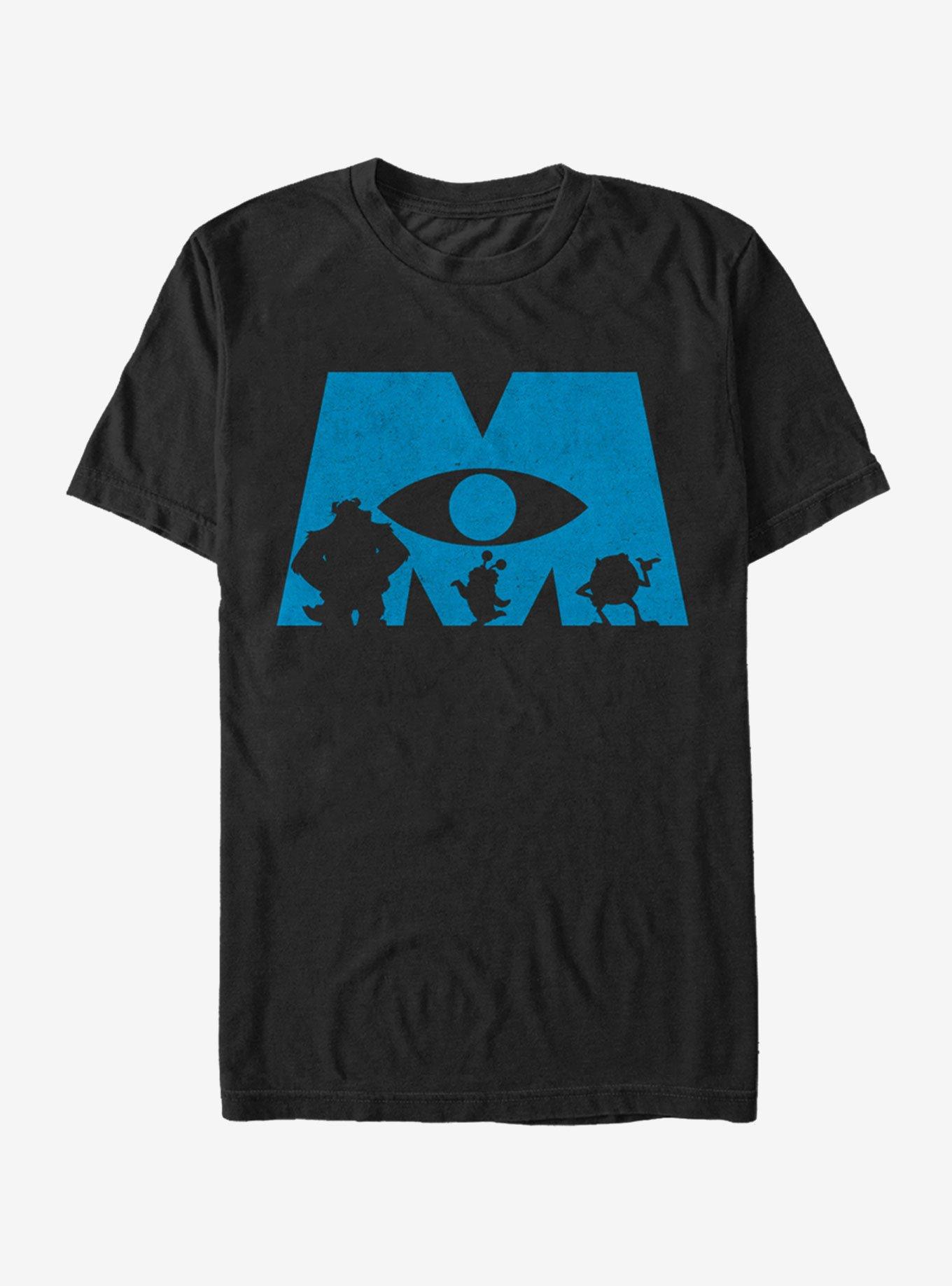 Disney Pixar Monsters, Inc. Logo Silhouette T-Shirt, BLACK, hi-res
