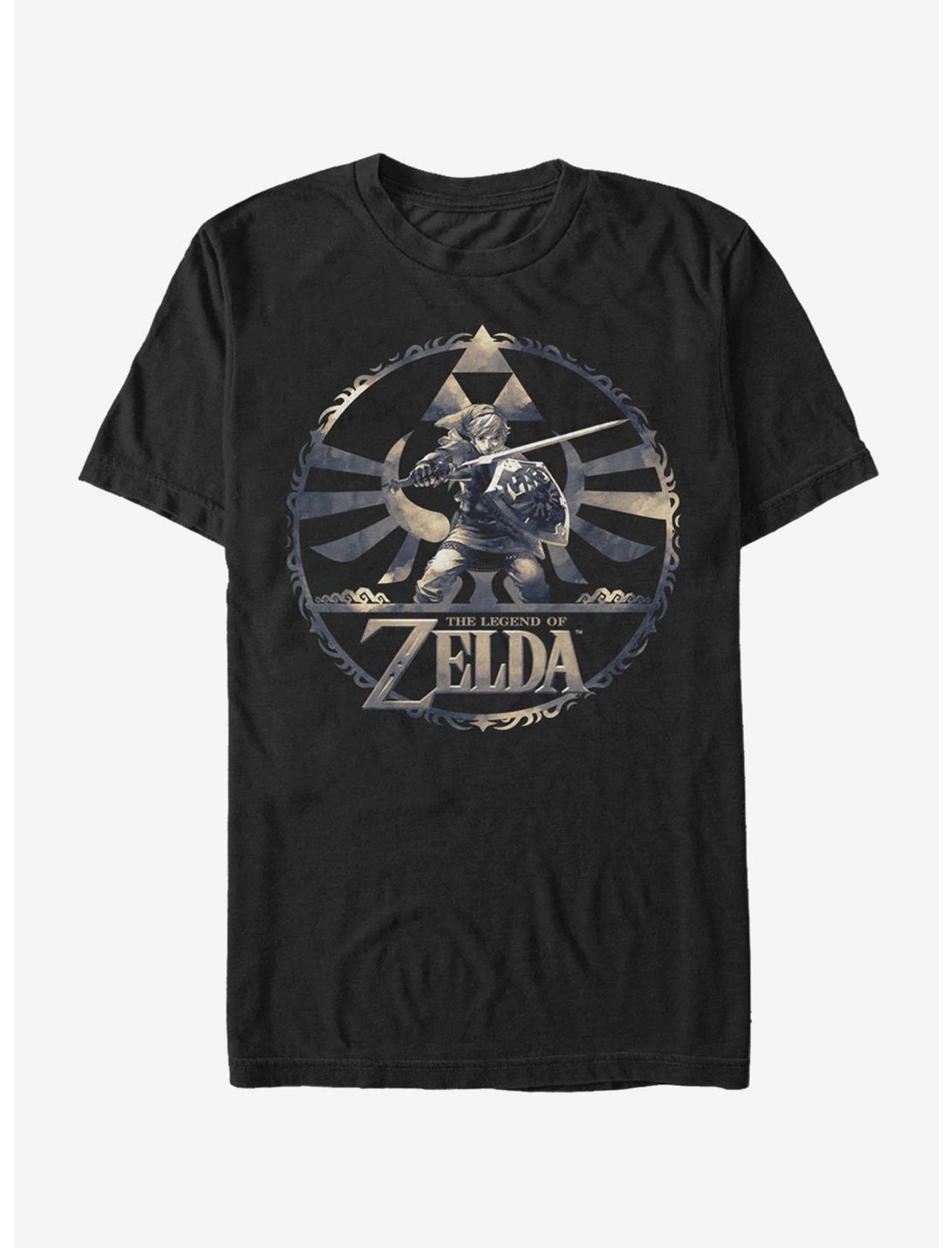 Plus Size Nintendo Legend of Zelda Link Circle Pattern T-Shirt, BLACK, hi-res