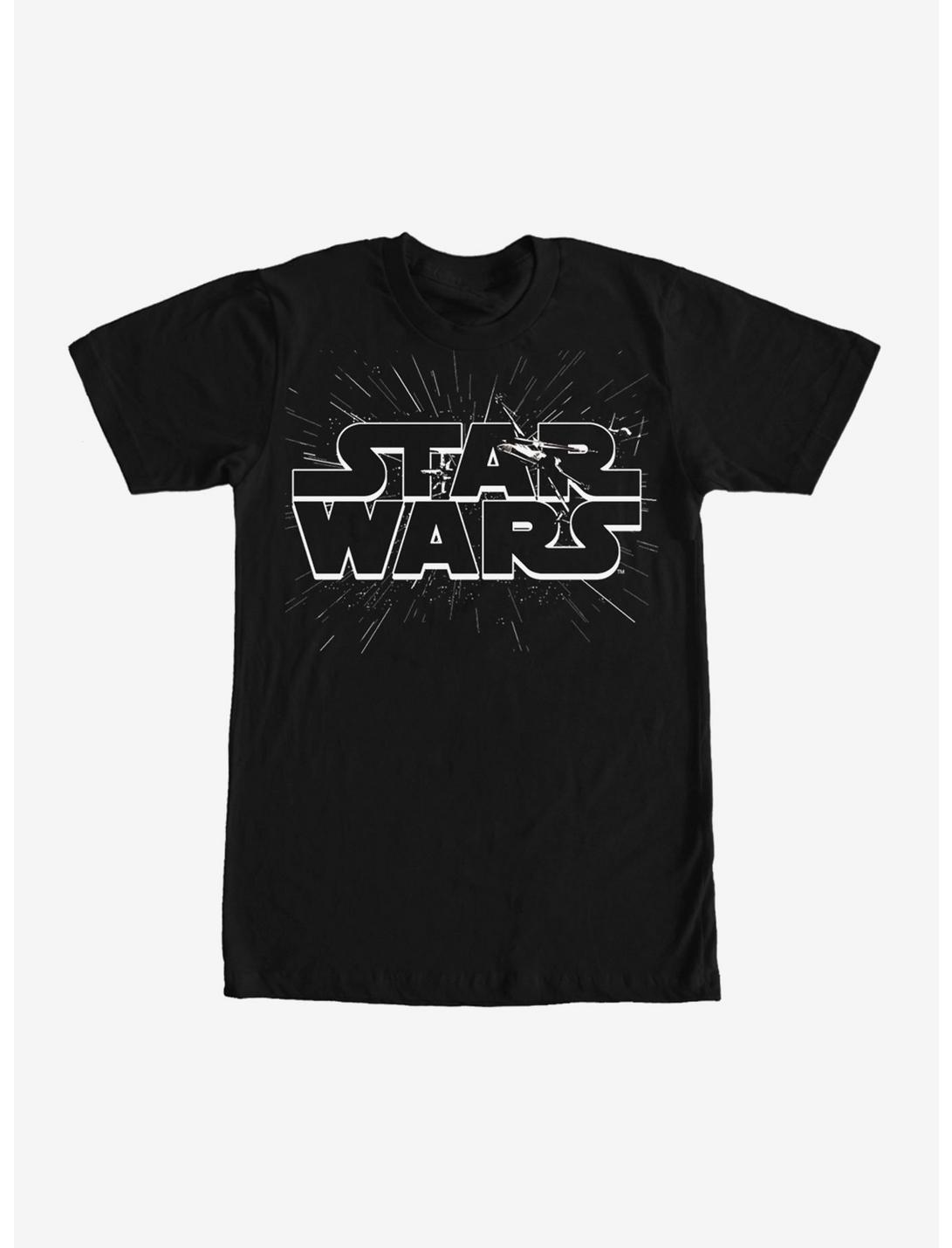 Star Wars Logo X-Wing Fighters T-Shirt, BLACK, hi-res