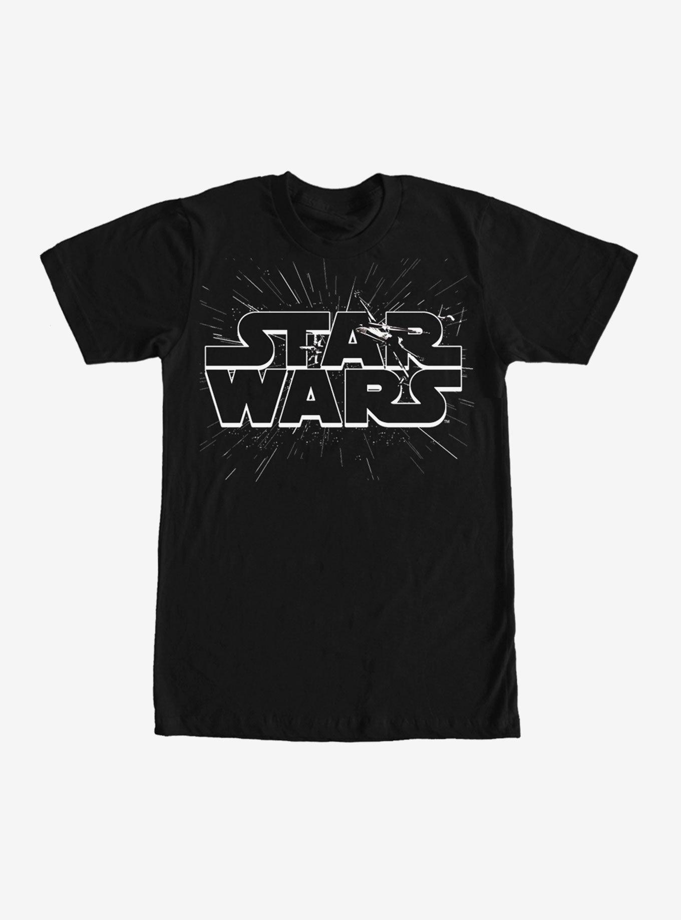 Star Wars Logo X-Wing Fighters T-Shirt, BLACK, hi-res