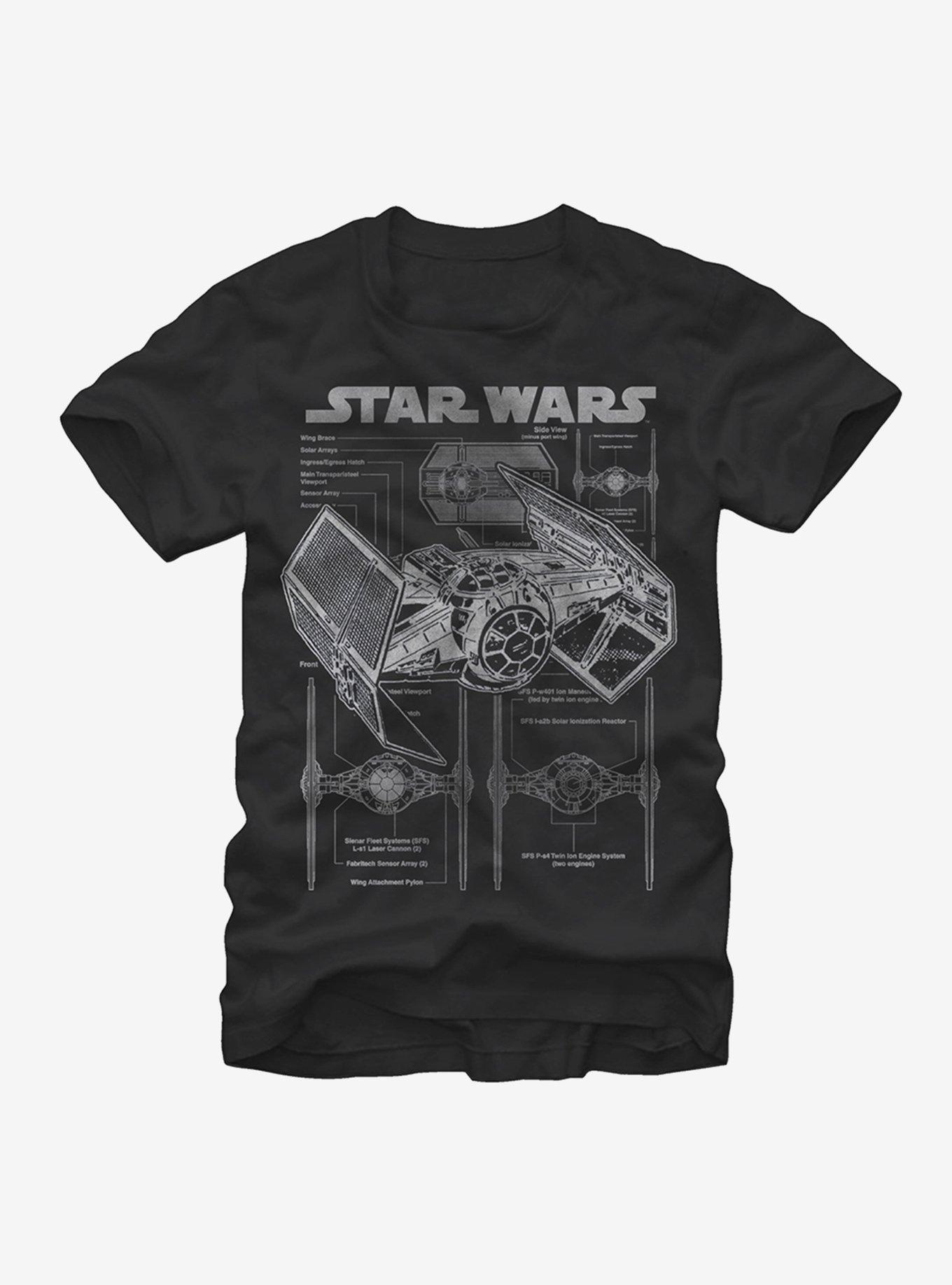 Star Wars TIE Fighter Blueprint T-Shirt, BLACK, hi-res