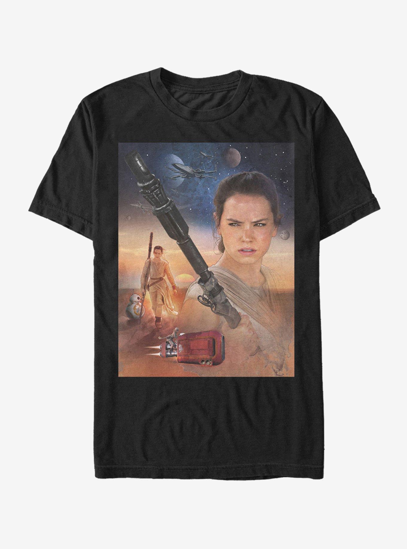 Star Wars Rey Collage T-Shirt, BLACK, hi-res