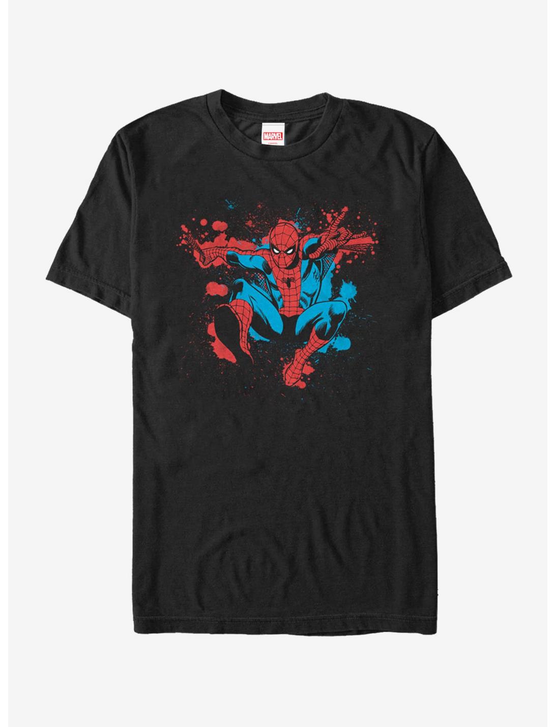 Marvel Spider-Man Paint Splatter Jump T-Shirt, BLACK, hi-res