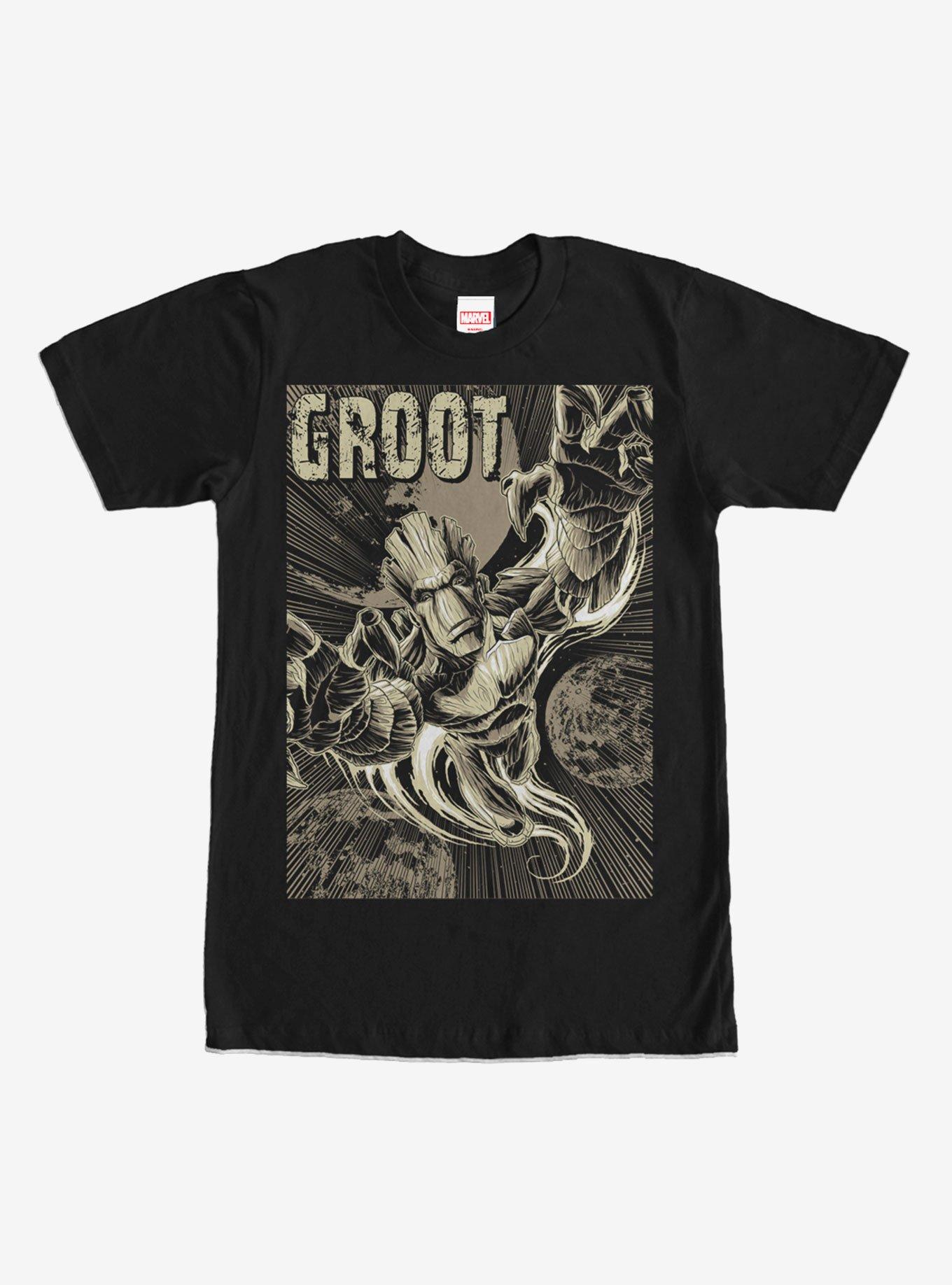 Marvel Guardians of the Galaxy Groot Plummet T-Shirt - BLACK | BoxLunch