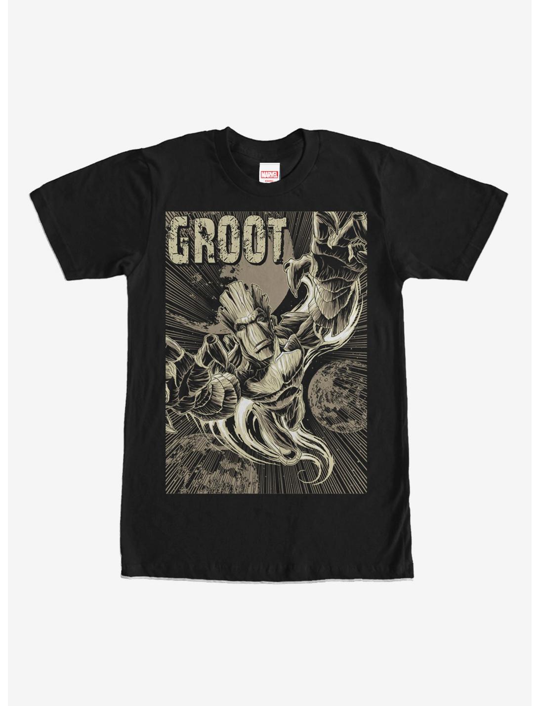 Marvel Guardians of the Galaxy Groot Plummet T-Shirt, BLACK, hi-res