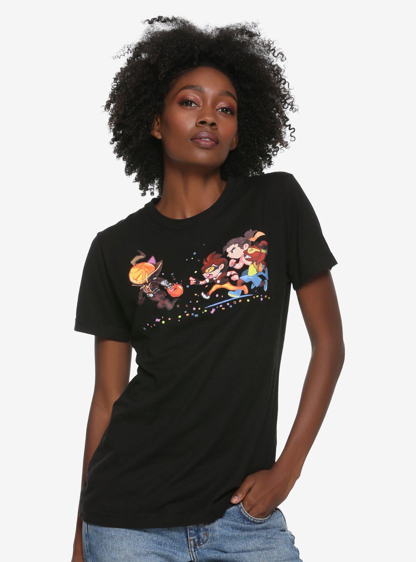 Overwatch Halloween Reaper Pumpkin Womens T-Shirt - BoxLunch Exclusive, BLACK, hi-res