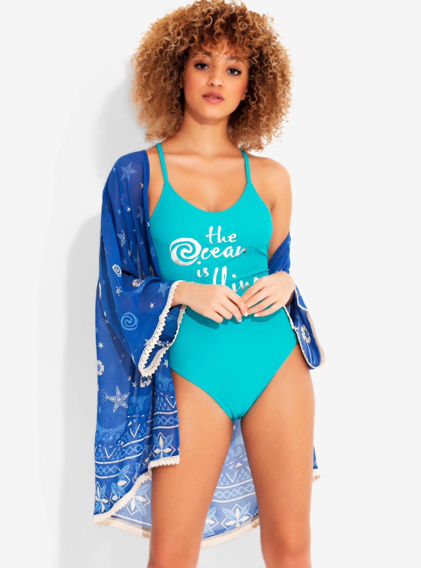 Disney Moana The Ocean Is Calling Chiffon Short Duster, BLUE, hi-res