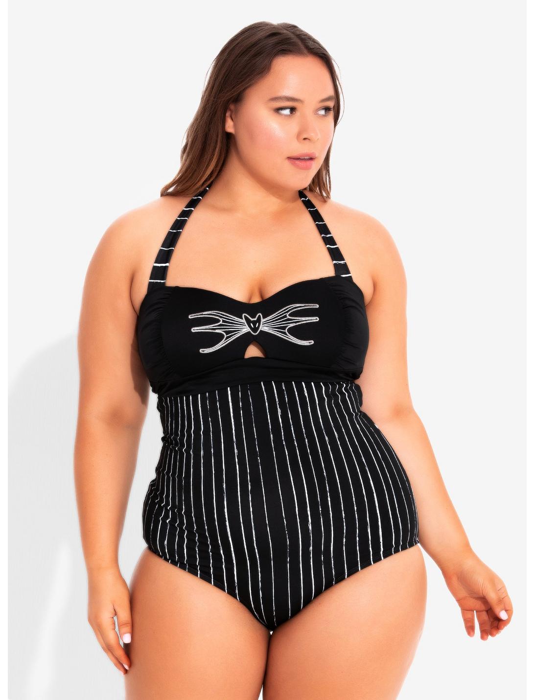 The Nightmare Before Christmas Jack Skellington Swimsuit Plus Size, BLACK  WHITE, hi-res