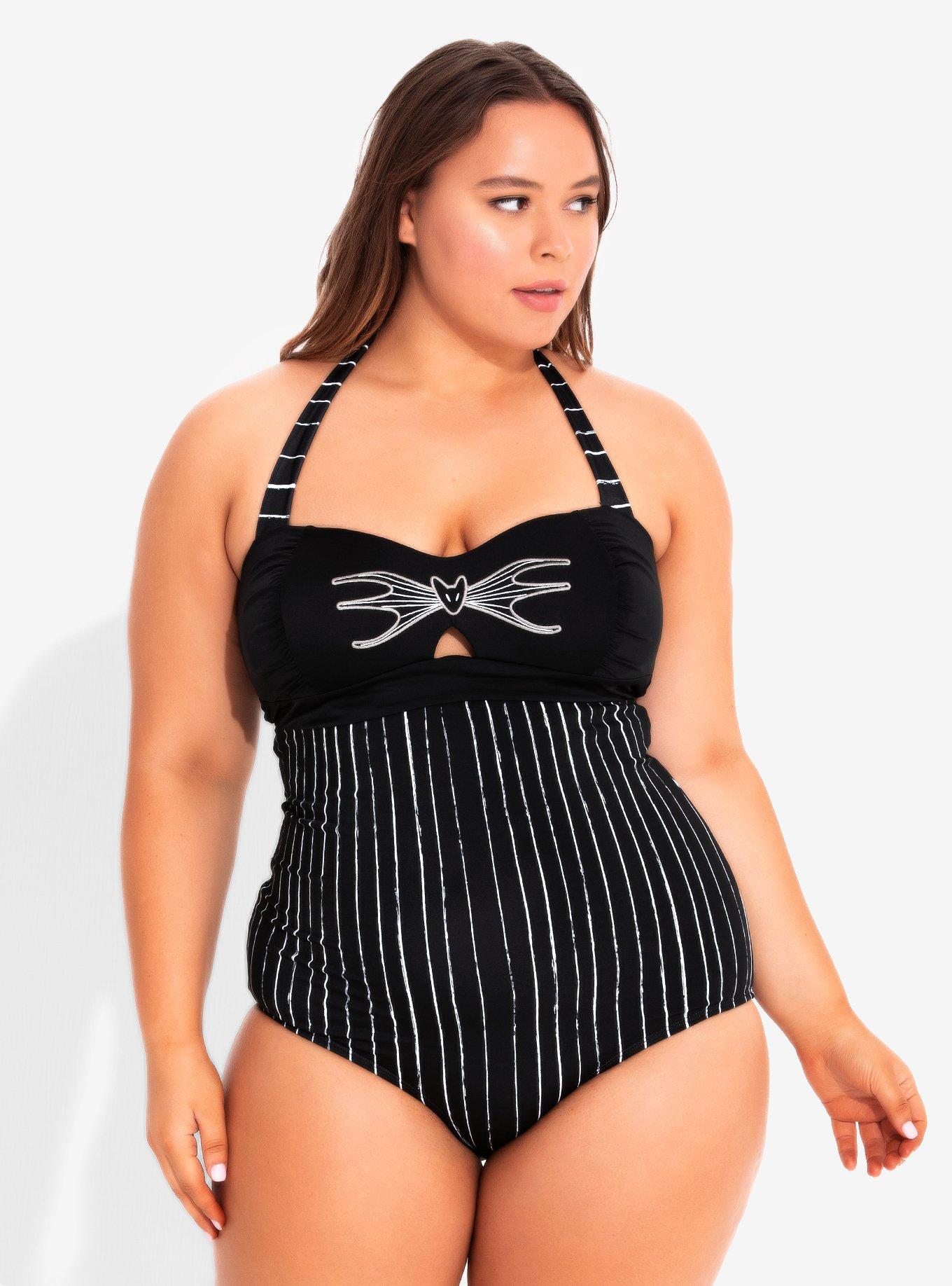 The Nightmare Before Christmas Jack Skellington Swimsuit Plus Size, BLACK  WHITE, hi-res