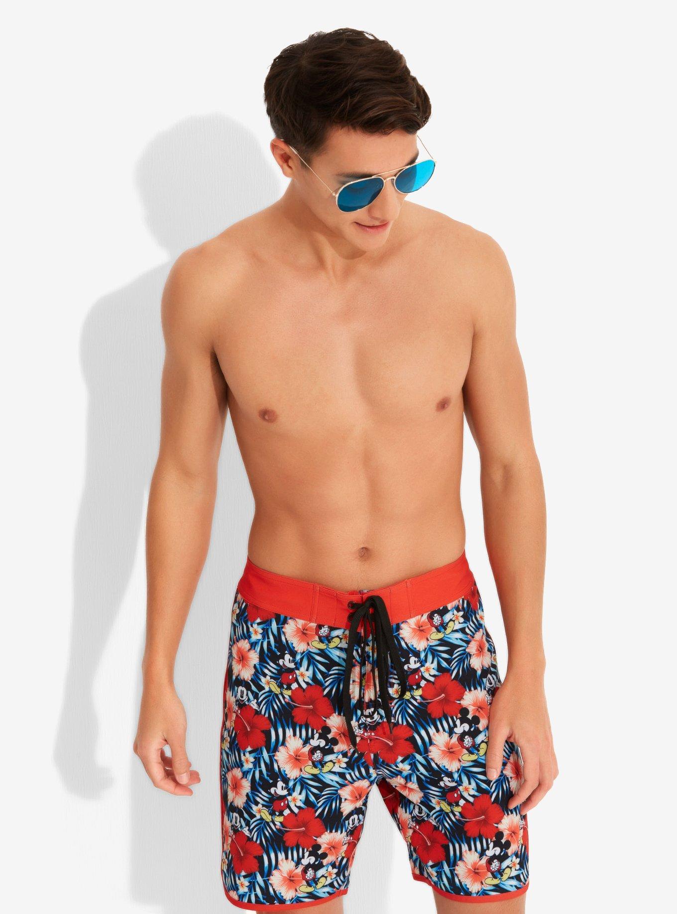 Disney Mickey Mouse Hibiscus Print Swim Trunks, MULTI, hi-res