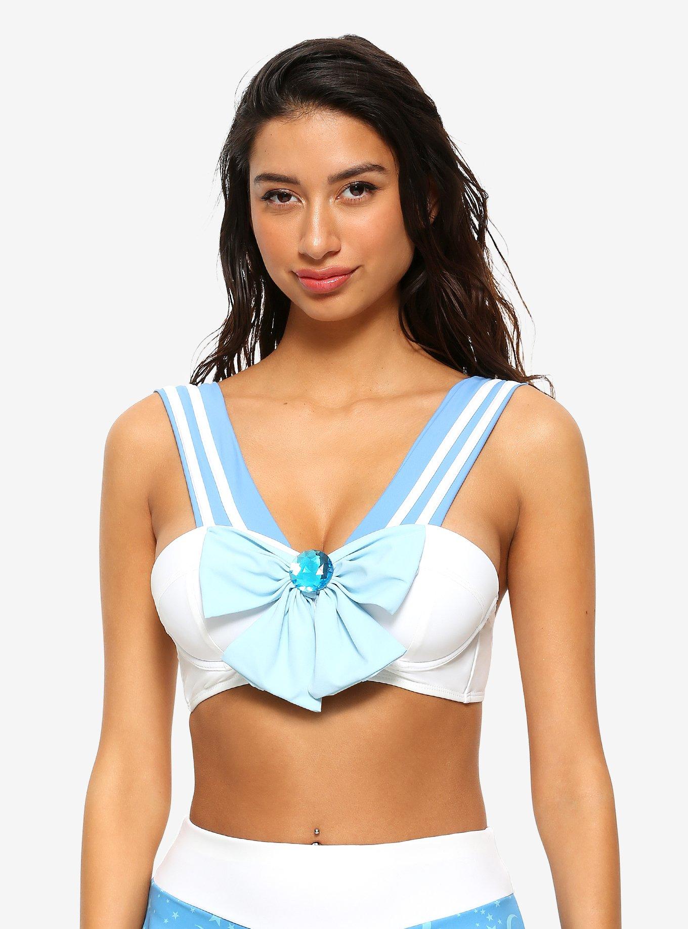 Sailor Moon Sailor Mercury Cosplay Swim Top, BLUE, hi-res