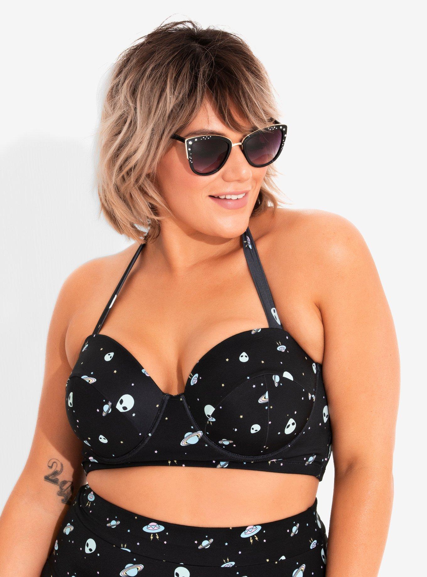 Alien Swim Top Plus Size, BLACK, hi-res