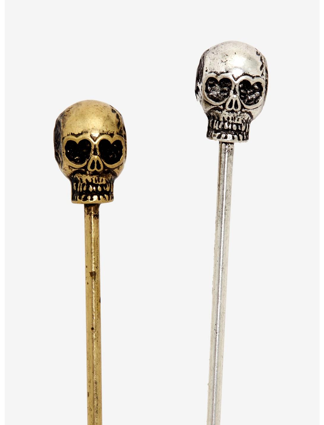 Silver & Gold Skull Hair Sticks, , hi-res