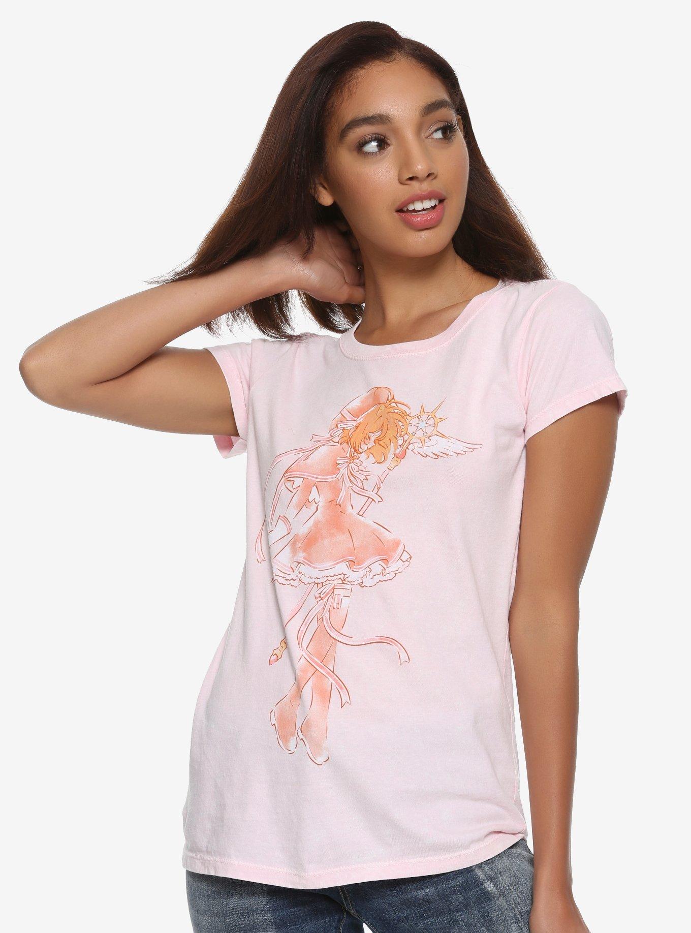 Cardcaptor Sakura Watercolor Sakura With Wand Girls T-Shirt, PINK, hi-res