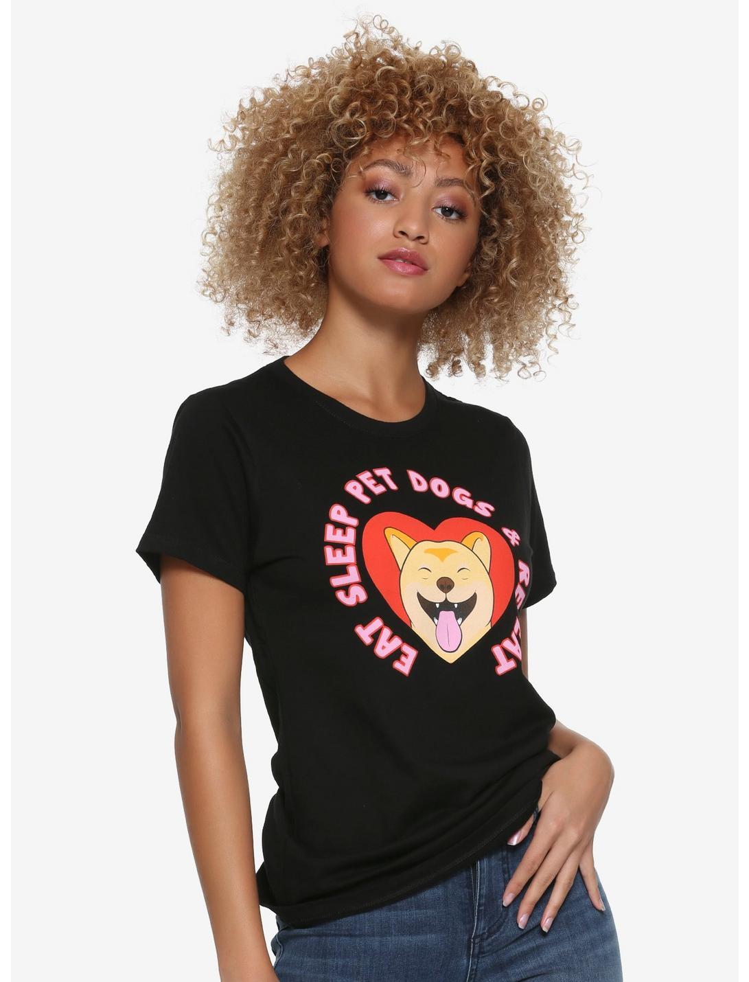 Eat, Sleep & Pet Dogs Girls T-Shirt, WHITE, hi-res
