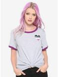 Asexual Pride Flag Heart Girls Ringer T-Shirt, PURPLE, hi-res