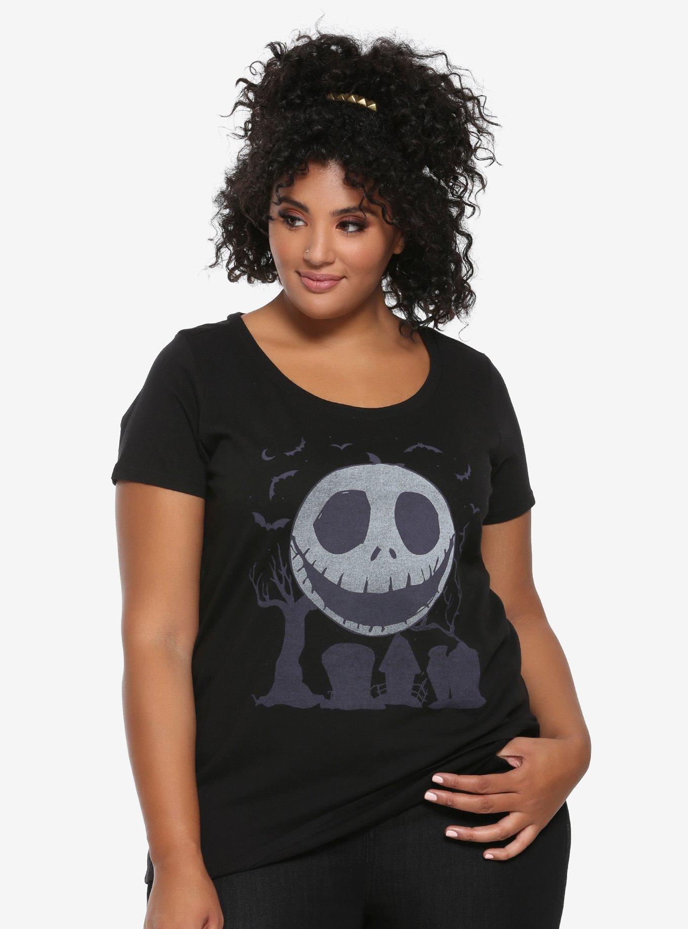 The Nightmare Before Christmas Jack Moon Graveyard Girls T-Shirt Plus Size, MULTI, hi-res