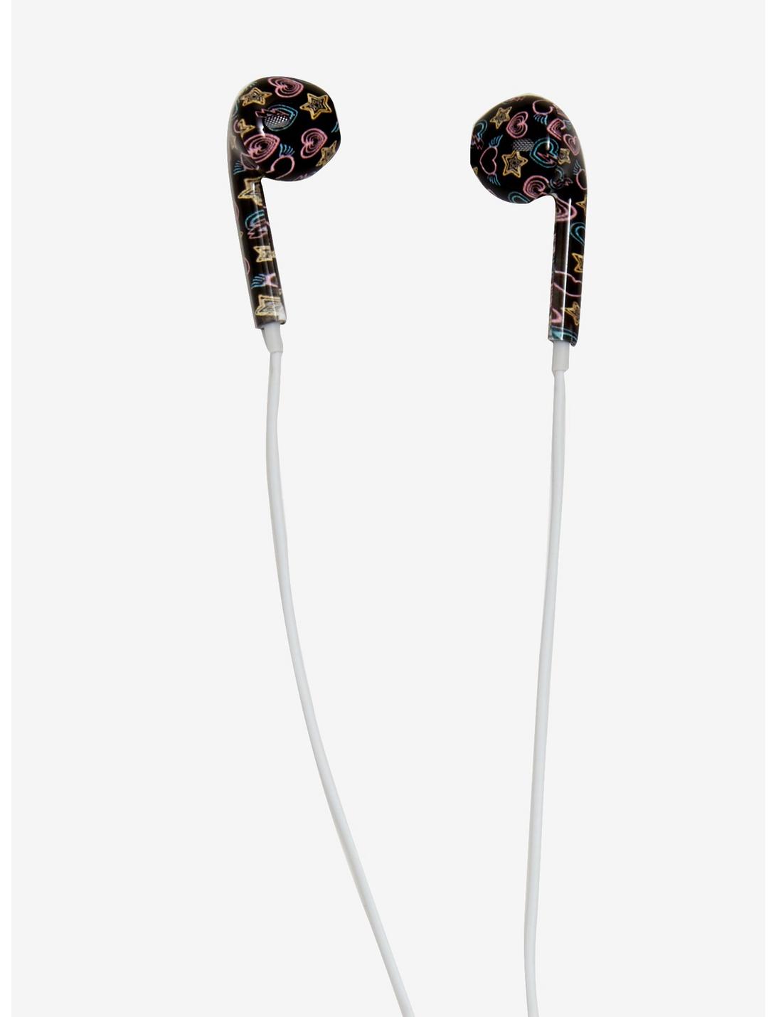 MiCase Black & Neon Hearts Earbuds, , hi-res
